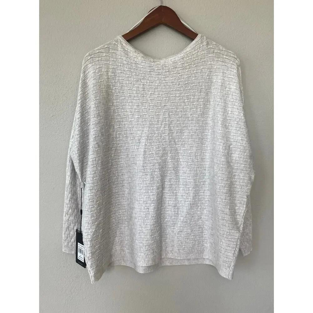 Cyrus 1X Textured Knit Sweater Silver Heather Dolman Sleeve Plus Size NWT